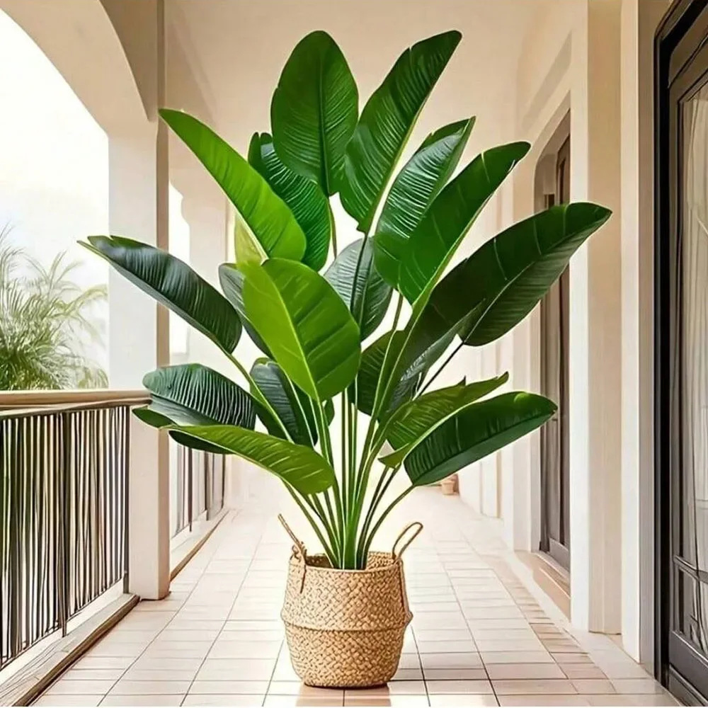 Dracaena Marginata - 1 PC 18 ใบพืชประดิษฐ์ขนาดใหญ่ปาล์มเขตร้อนต้นไม้ปลอมกล้วยพืชใบสัมผัสจริงสําหรับ Home GARDEN