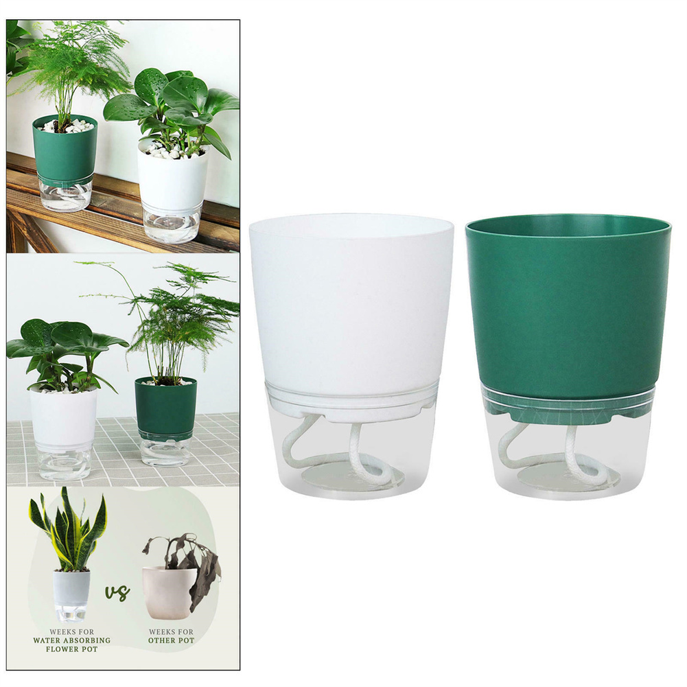 Aloe Vera Pot - กระถางดอกไม้พลาสติกใสสองชั้นพร้อมสารเรซินสำหรับรดน้ำต้นไม้อัตโนมัติสำหรับสำนักงาน